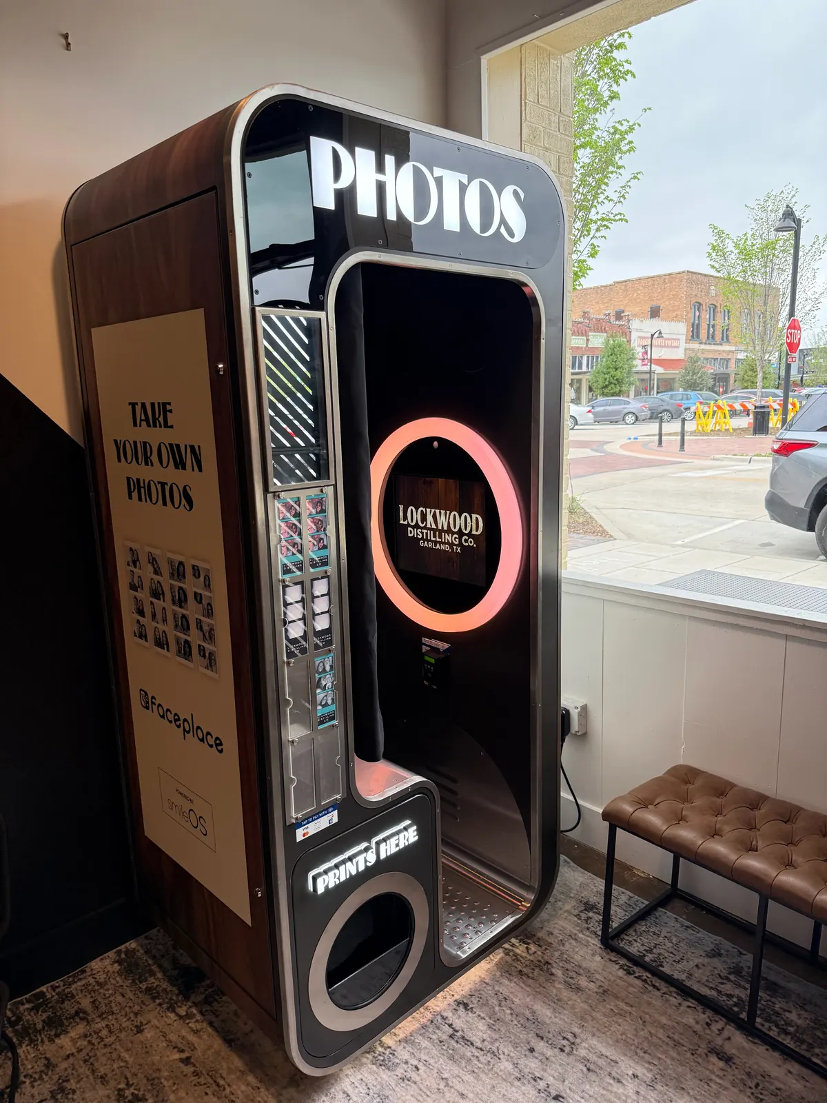 Photoma Mini photo booth by Experience Vending at Lockwood Distilling in Garland, TX